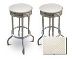 2 White Textured Vinyl Specialty / Custom Barstools Set