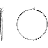 14K White Black & White Diamond Hoop Earrings With Black Rhodium Plate Pair 2 1 2 Ct Tw