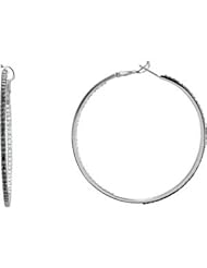 14K White Black & White Diamond Hoop Earrings With Black Rhodium Plate Pair 2 1 2 Ct Tw