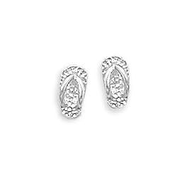 Sandals Post Stud Earrings Polished Sterling Silver