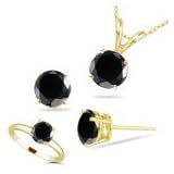 0.75 Cts Black Diamond Jewelry Set