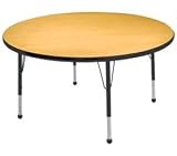 48″ Round Activity Table with Adjustable Standard Legs – Wood Grain