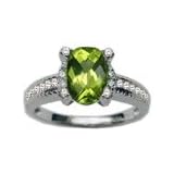 0.18 Cts Diamond and Cts Peridot Ring in 14K White Gold