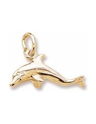 Rembrandt Charms, Dolphin Charm in Solid Sterling Silver or Gold