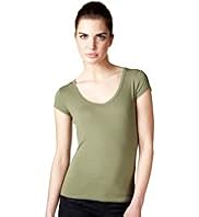 Limited Collection Cotton Rich Scoop Neck T- Shirt with Stay New™