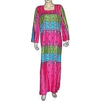 Evening Wear - Womens Caftans Dress Long Sleeve Gown Cotton Size M (kftn828)