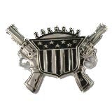 Silver Star "Shield Gun" Silver Chrome Belt Buckle
