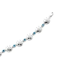 Sterling Silver Sand Dollar Bracelet with Blue Topaz Center Stones