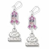Logoart Green Bay Packers Breast Cancer Awareness Pink Ribbon Earrings
