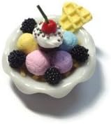Sweetietiny Ice Cream Ceramic Bowl 1:12 Dollhouse Miniature