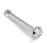 1.5mm / .015ct Diamond- 950 Platinum Nose Ring Bone / Stud- 16 Gauge