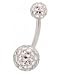 Bauchnabel Piercing Mit Swarovski Elements 5/8mm Kugeln Beschichtet- Weiss