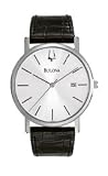 Bulova Strap Collection Black Leather Silver Dial Men's watch #96B104