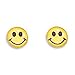 Smiley Face Post Stud Sterling Silver Earrings title=