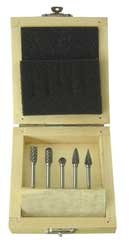 Westward 2LYT4 Carbide Bur Set, Single Cut, 1/8 In, 5 Pcs