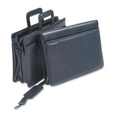 STEBCO Leatherette Zippered Portfolio, Five-Part, 4" Capacity, 16-1/4 x 12, Black