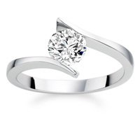0.41 Carat D/VS1 Round Brilliant Certified Diamond Solitaire Engagement Ring in 18K White Gold