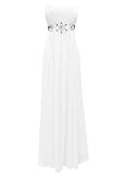Strapless Chiffon Goddess Long Gown Prom Dress Formal Bridesmaid Junior Plus Size - White - 3XL