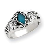 Sterling Silver Turquise Cats Eye & Crystal Ring
