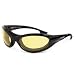 Harley Davidson Men's Sidetrack Performance Eyewear. High impact, scratch-resistant lenses with clear, sharp optics. 3/4 wrap eyewear provides a closer, more comfortable fit helping to provide protection from the elements. Fixed foam padding seals out the elements. Yellow lenses decrease haze and make objects appear sharper and with more contrast. Increases depth perception during foggy and low light conditions. Latex free. Custom Harley-Davidson  graphics. Includes microfiber bag. Meets ANSI Z87.1 standards. 98279-08VM