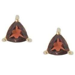Red Garnet Earring Studs in 14K Yellow Gold Pressure Backs