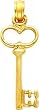 14K Gold 3D Heart Key Charm