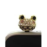 【tt-jewel】☆ちょこんと お座り ☆ 笑顔の大きな目  かえるさん ＆ 赤いほっぺ『 スマートフォン &  アイフォーン イヤホンジャック用ピアス ♪SWAROVSKI  & 携帯アクセサリー ☆ ipad & iphone 』 ラベンダー 蛙