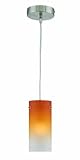 Lite Source LS-17981PS/AMB Sunset 1-Lite Pendant Lamp, Polished Steel with Amber Tricolor Glass Shade