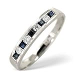 Image of 0.09 Ct Diamond & Sapphire Half Eternity Ring In 9 Carat White Gold