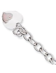 Sterling Silver Created Opal Heart Bracelet QG1467-7"