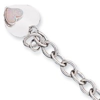 Sterling Silver Created Opal Heart Bracelet - 7 Inch by JewelryWeb