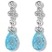18 carat White Gold 23pts Fine Diamond studded drop earrings with blue topaz gemstone