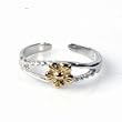 Sterling Silver Two Tone Fashion Toe Ring - Flower - 4.5mm Band Width