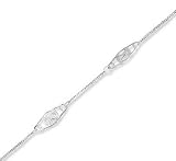 14k White Gold Filigree Link Stylish Ankle Bracelet