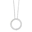 14k White Gold Link Chain with Diamond Circle Pendant Necklace- 18" (3.00ctw)