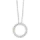 14k White Gold Link Chain with Diamond Circle Pendant Necklace- 18 (3.00ctw).