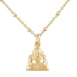 Small Sitting Laughing Buddha Pendant or Charm in Gold Vermeil on a 16" Gold Filled Saturn Chain, #8148