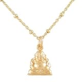 Small Sitting Laughing Buddha Pendant or Charm in Gold Vermeil, on 16 Gold Fill Saturn Chain, #8148