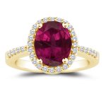 0.23 Cts Diamond & 1.50 Cts Ruby Ring in 14K Yellow Gold-10.5