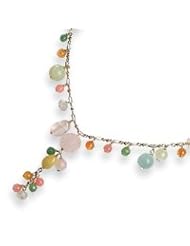 Sterling Silver Jade/Aventurine/Quartz/Carnelian Necklace QH2156-16"