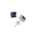Silver Lab Created Blue Sapphire Gemstone Princess Cut Shape 4 mm
