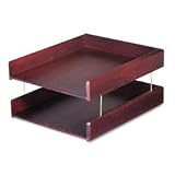 Hardwood Double Letter Desk Tray, 2 Tier, Mahogany (CVR02213);