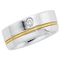 0.10 Carat G/VS2 Round Two Tone Diamond Wedding Band in 18k Yellow/White Gold