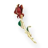 14k Enameled Red Rose Bud Pin