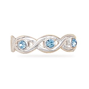 Twist Design Toe Ring with Crystal