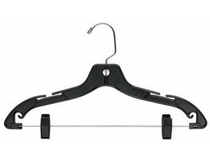 Plastic Combo Hangers w/Clips Black Box of 100