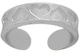 Genuine Sterling Silver Nine Heart Toe Ring