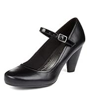 Footglove™ Fashion Leather Wide Fit Almond Toe Dolly Shoes with Insolia® & Silver Technology