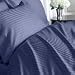 600 TC 100% Egyptian Cotton Duvet Set STRIPED NAVY BLUE QUEEN