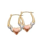 14kt. Tri-Color Gold, Heart Style Hoop Earrings